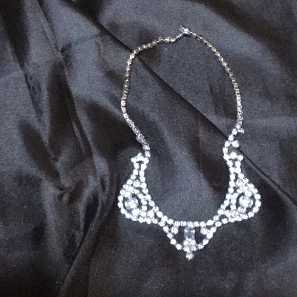 Vintage blue Rhinestone Collar Necklace - Picture 3 of 7